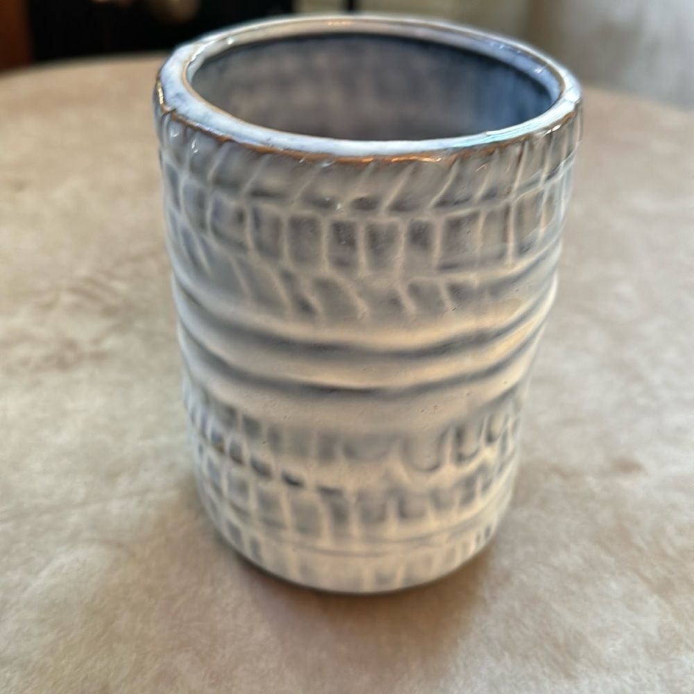 47th & Main Coastal Artisan Blue Pottery Vase / Pencil Holder